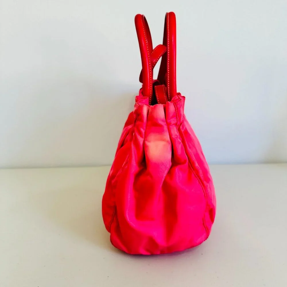 AUTH PRADA PINK TESSUTO NYLON SATCHEL BAG AND LEATHER ZIP-AROUND LONG WALLET SET - Picture 6 of 16